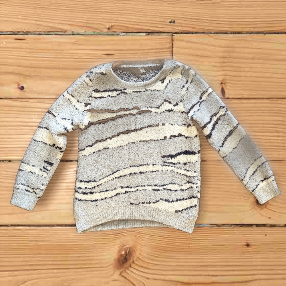 Barefoot Dreams CozyChic Seaside Crewneck Pullover - XS - EUC - Wave Print